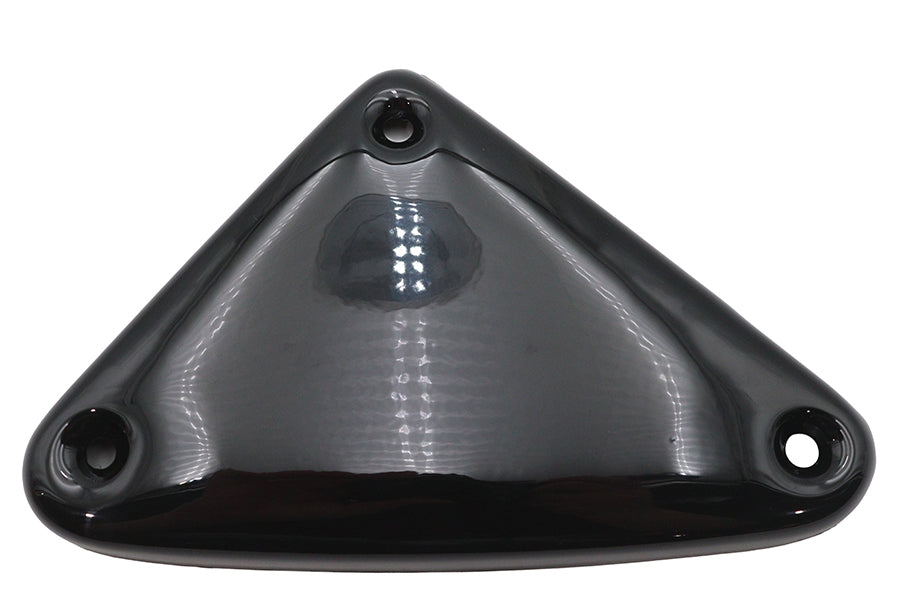 V-TWIN black ignition module cover for smooth style electrical ignition systems, shown on a motorcycle component.