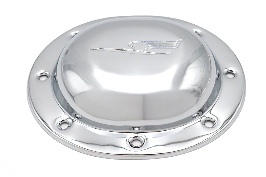 V-Twin Chrome Bird Style Derby Cover for Drive Line motorcycles, featuring a detailed replica bird design.