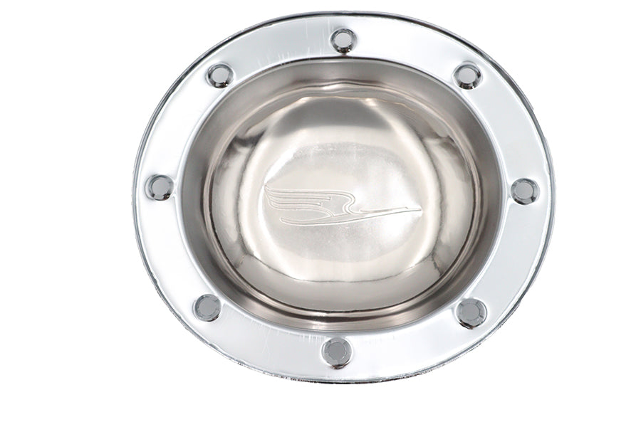 Chrome V-Twin Replica Bird Style Derby Cover for drive line, featuring detailed bird design and polished finish.