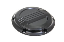Load image into Gallery viewer, V-Twin black air flow derby cover for drive line, featuring a sleek design and ventilation slots, compatible with motorcycle engine covers.