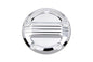 V-TWIN chrome air flow ignition system cover for motorcycle electrical components, with a sleek chrome finish and detailed design.