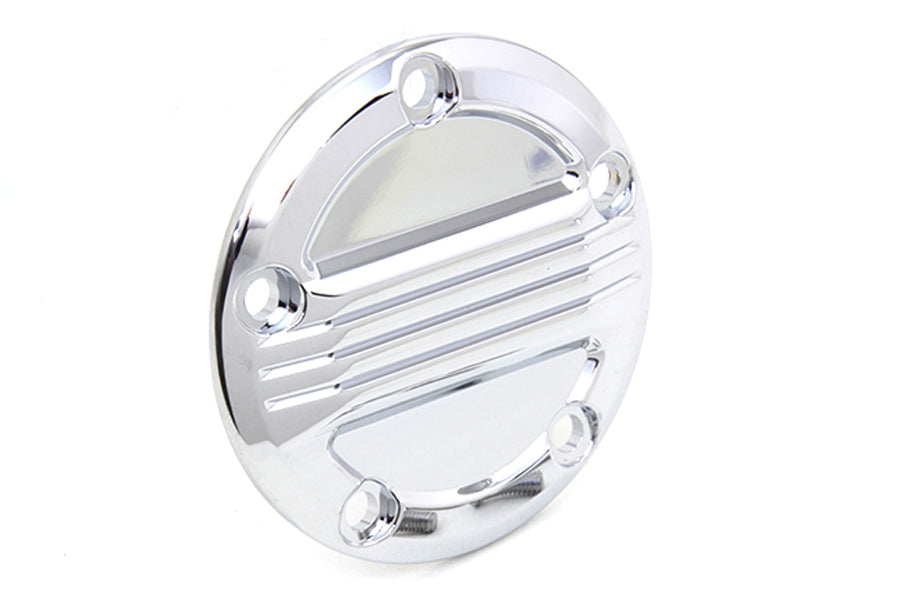 V-TWIN chrome air flow ignition system cover for motorcycle electrical components, featuring a sleek chrome finish and V-TWIN branding.