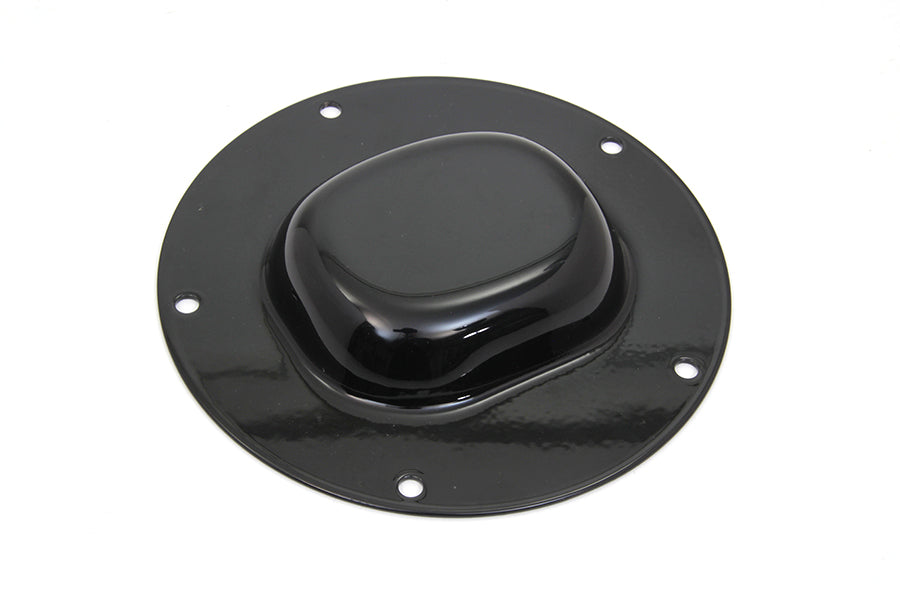 V-TWIN black nostalgic 5-hole derby cover for drive line motorcycle, featuring classic design and durable finish.