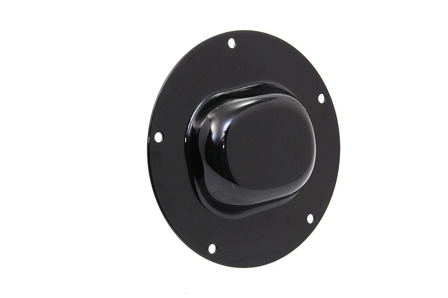 V-Twin Black Nostalgic 5-Hole Derby Cover for Drive Line motorcycle, featuring vintage style and detailed finish.