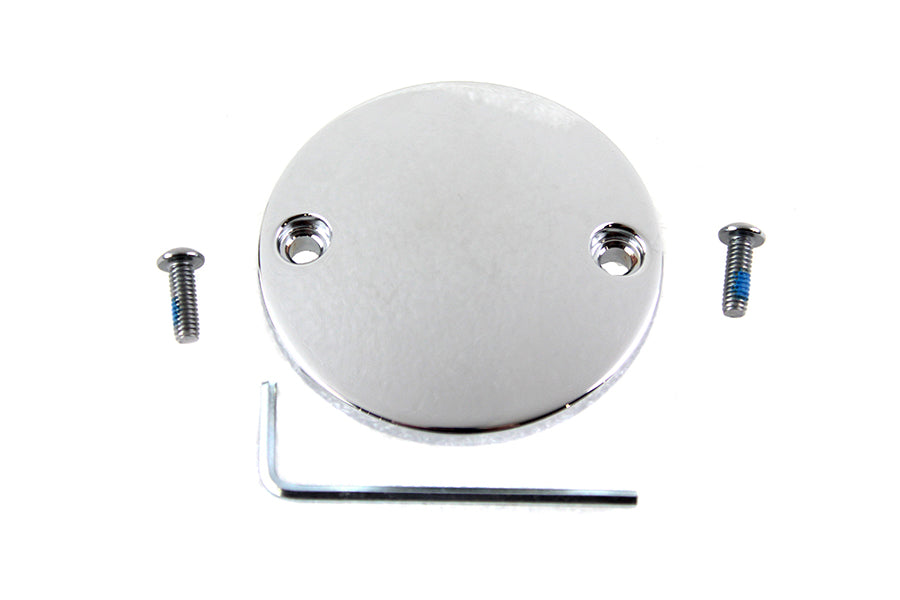 V-Twin M8 ignition system cover in smooth chrome finish, electrical component for Harley-Davidson motorcycles.