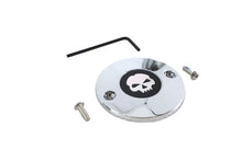 Load image into Gallery viewer, Chrome skull ignition system cover for M8 V-Twin motorcycle, electrical accessory with detailed skull design.
