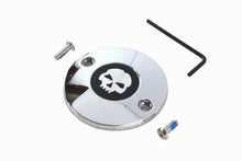 Load image into Gallery viewer, Chrome V-Twin M8 ignition system cover with skull design for motorcycle electrical components.