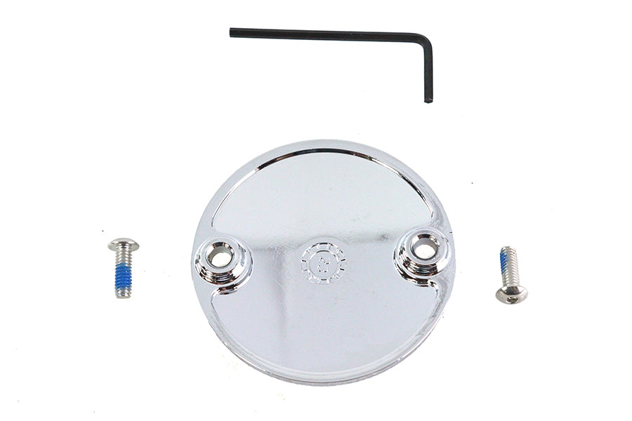 Chrome V-Twin M8 Ignition System Cover with skull design, electrical component for motorcycle engine protection.