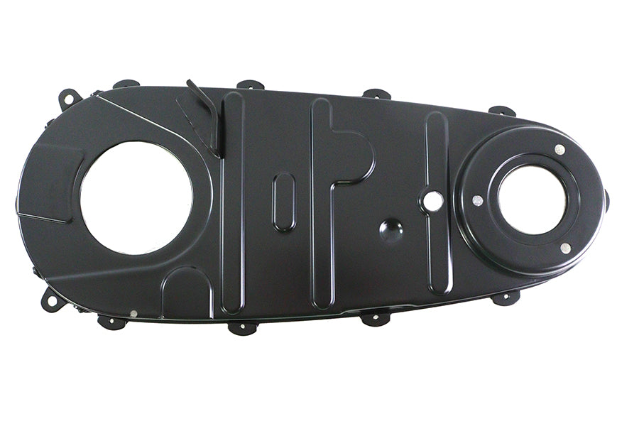 V-Twin Replica Inner Primary Cover in black for drive line, showcasing the detailed V-Twin brand design and sleek finish.