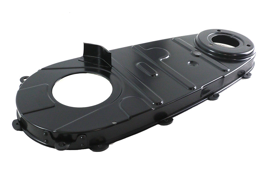 V-TWIN Replica Inner Primary Cover in black for motorcycle drive line, showcasing the detailed V-TWIN brand design.