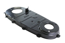 Load image into Gallery viewer, V-TWIN black replica inner primary cover for motorcycle drive line, showing the detailed black finish and mounting holes.