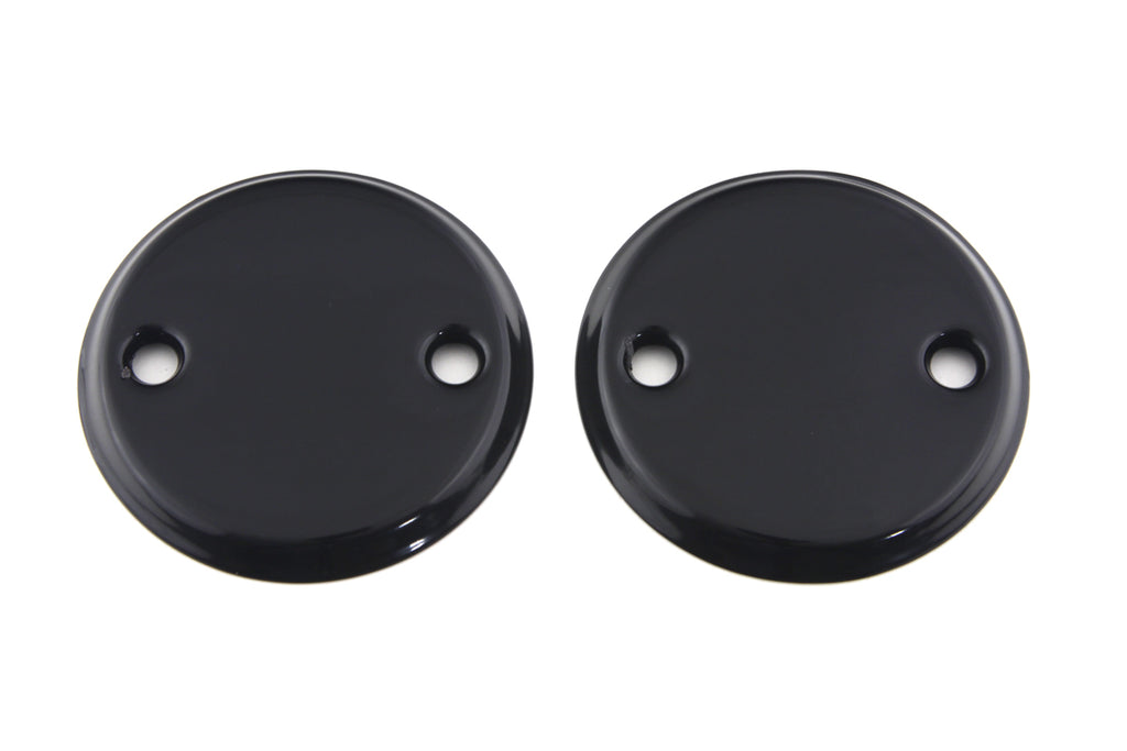 Black V-Twin 45-inch side valve inspection cover set, showing detailed metal covers for motorcycle engine maintenance.