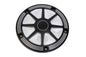 V-Twin black contrast derby cover for drive line, featuring a sleek finish and detailed design on a motorcycle part.