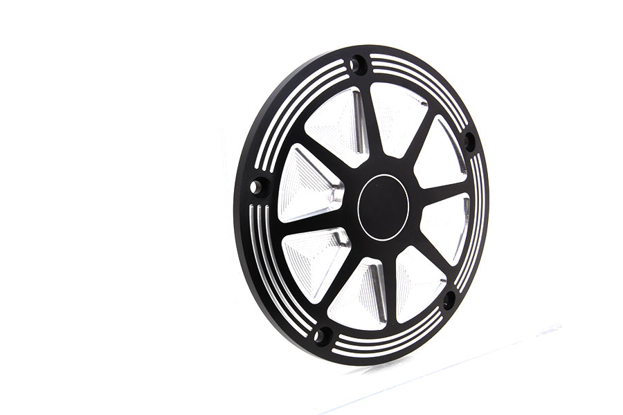 V-Twin Black Contrast Derby Cover for Drive Line, motorcycle accessory with sleek black finish, designed for V-twin engine models