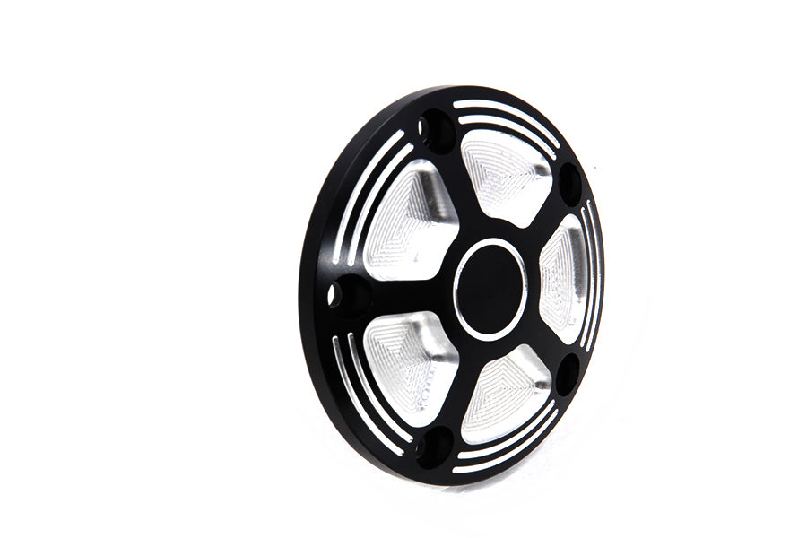 V-TWIN black contrast 5-hole electrical point cover with a sleek finish, designed for motorcycle electrical components.