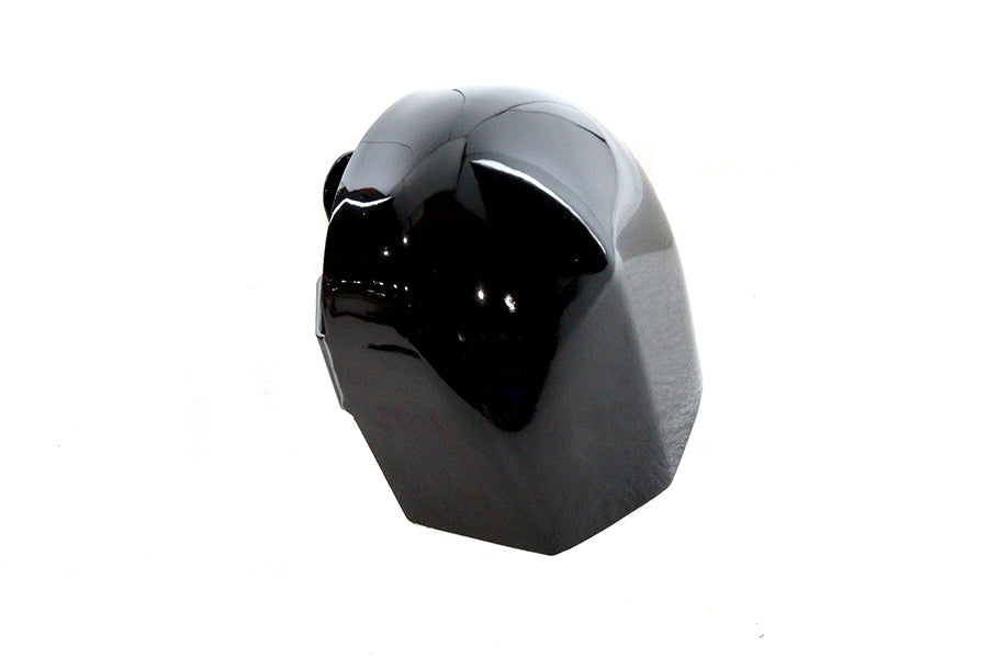 V-Twin black horn cover for motorcycle's electrical system, with a sleek design and mounting hardware visible in the image.