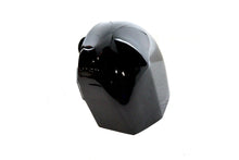 Load image into Gallery viewer, V-Twin black horn cover for motorcycle's electrical system, with a sleek design and mounting hardware visible in the image.