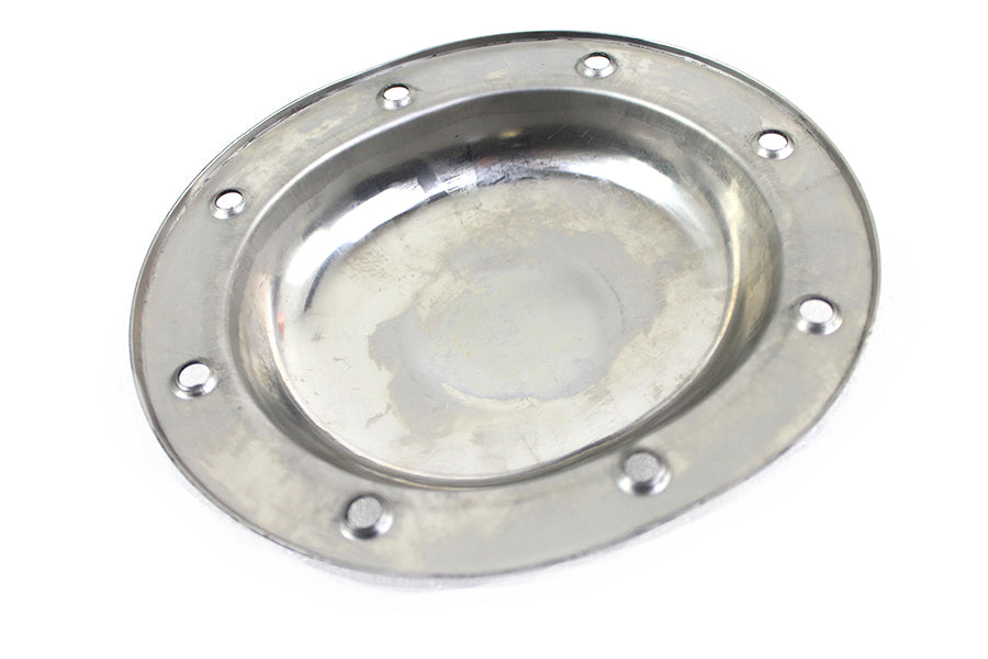 V-Twin stainless steel derby cover for drive line, replica V-Twin V-TWIN 42-1578B, showcasing polished metal finish.
