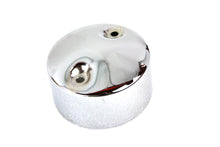 Load image into Gallery viewer, V-TWIN chrome generator end cover for electrical systems, showing a shiny, polished metal finish with detailed branding.