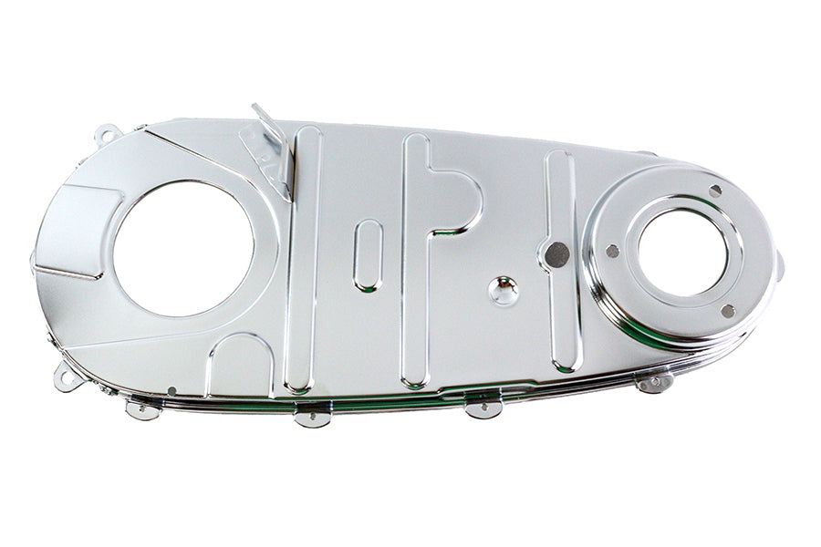 Chrome V-TWIN Replica Inner Primary Cover for drive line, featuring detailed design and polished finish.
