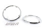 V-Twin chrome rear Tour-Pak speaker trim set for windshield and sissy bar, glossy finish, fits Harley Davidson touring bikes.