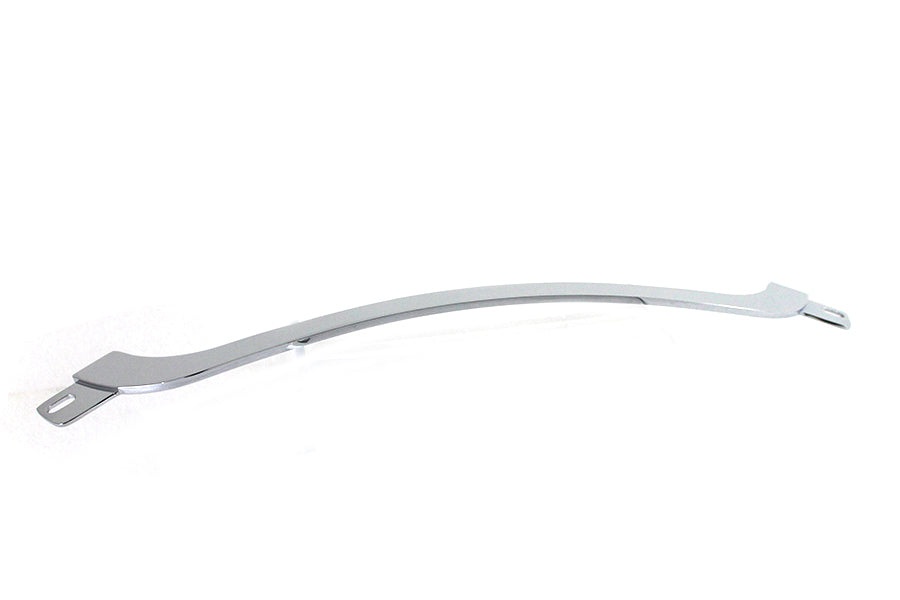 Chrome V-Twin Road Glide windshield center trim kit displayed on a motorcycle, designed for windshield and sissy bar styling.