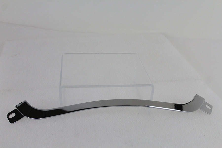 Chrome V-TWIN Road Glide windshield center trim kit installed on motorcycle, enhancing the look of the windshield and sissy bar.