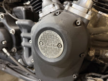 Load image into Gallery viewer, V-Twin M8 NYC electrical ignition cover with two holes, designed for motorcycle ignition systems, black metal finish.