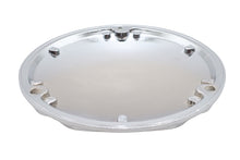 Load image into Gallery viewer, Chrome V-Twin Finned Derby Cover for drive line applications, featuring a polished, decorative finned design.