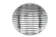 Load image into Gallery viewer, Chrome V-Twin Finned Derby Cover for drive line, with polished metal finish and detailed finned design.