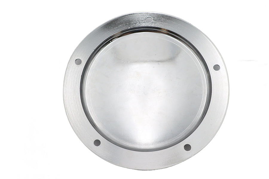Chrome V-Twin Finned Derby Cover for drive line applications, featuring a polished, decorative design by V-Twin.