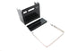 V-TWIN black battery cover kit for motorcycle electrical system, featuring durable black plastic design and easy installation.