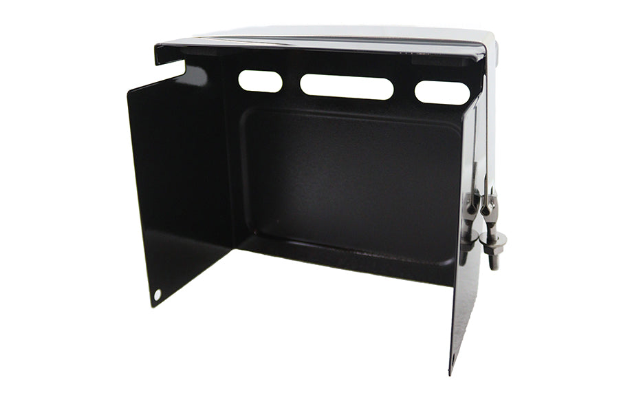 V-TWIN black battery cover kit for motorcycle electrical systems, featuring durable plastic construction and easy installation.