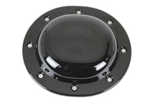 Load image into Gallery viewer, V-Twin Replica Black Derby Cover for drive line, featuring a sleek finish and detailed design for motorcycle compatibility.