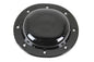 V-Twin Replica Black Derby Cover for drive line, featuring a sleek finish and detailed design for motorcycle compatibility.