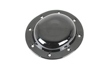Load image into Gallery viewer, V-Twin Replica Black Derby Cover for drive line, showcasing durable black finish and classic V-Twin branding on motorcycle part.