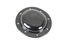 Load image into Gallery viewer, V-Twin Replica Black Derby Cover for drive line, featuring a sleek black finish and detailed design, compatible with V-Twin motorcycle models.