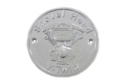 V-TWIN Shovelhead ignition system cover for motorcycle electrical components, durable metal with V-TWIN branding.
