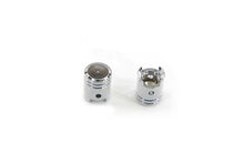 Load image into Gallery viewer, V-TWIN valve stem cover set for wheels and tires, black metal caps with V-TWIN logo for motorcycle or vehicle wheels.