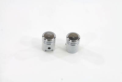 V-TWIN valve stem cover set for wheels and tires, includes multiple chrome covers for motorcycle valve stems.