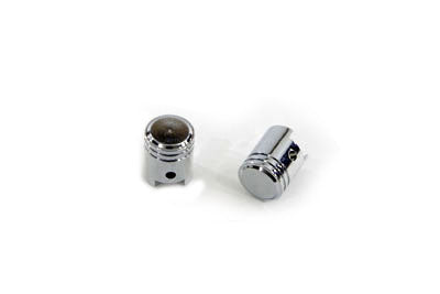 V-TWIN Valve Stem Cover Set for wheels and tires, sturdy metal construction, black finish, enhances tire valve protection and appearance.