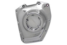 Load image into Gallery viewer, V-Twin factory chrome engine cam cover with V-Twin branding, showcasing shiny metallic finish and detailed design.