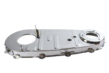 Load image into Gallery viewer, V-Twin chrome factory sample replica inner primary cover for V-twin drive line motorcycle, shiny chrome finish, detailed design.