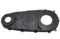 V-Twin Factory Sample Replica Inner Primary Cover in black for V-Twin drive line motorcycle models, showing detailed metal finish.
