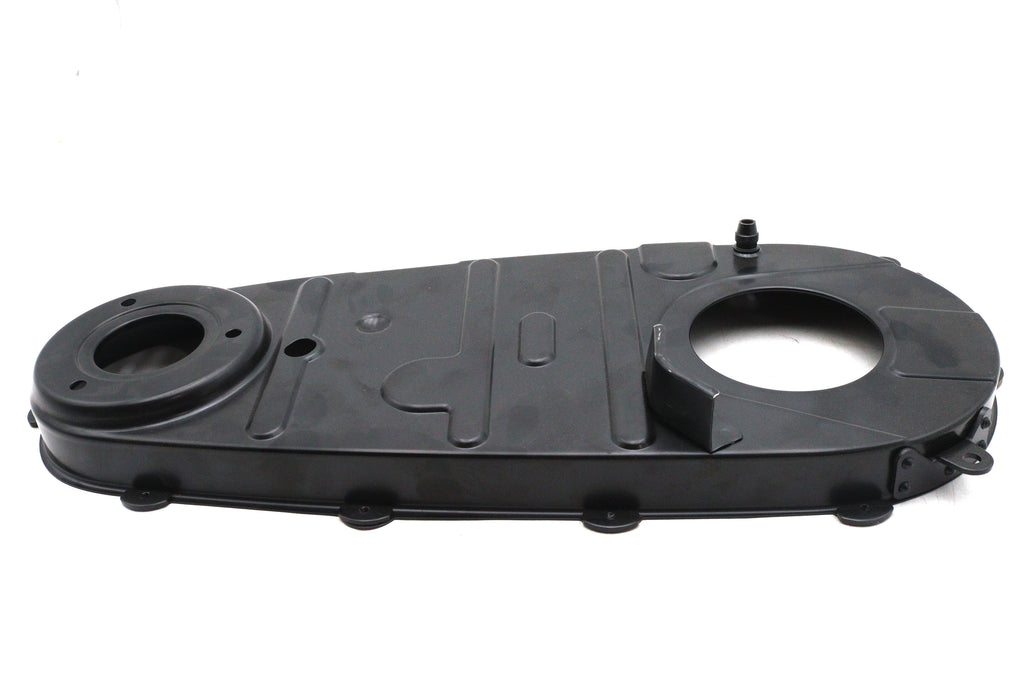 V-Twin Factory Sample Replica Inner Primary Cover in black for drive line, showcasing detailed motorcycle engine component.