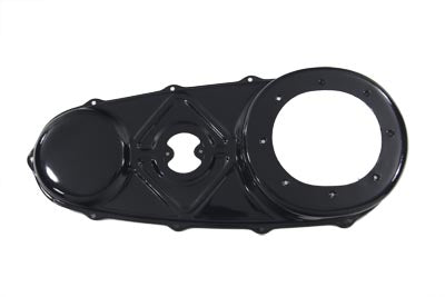 V-Twin V-TWIN Replica Outer Primary Cover in matte black for drive line, showcasing detailed motorcycle engine component.
