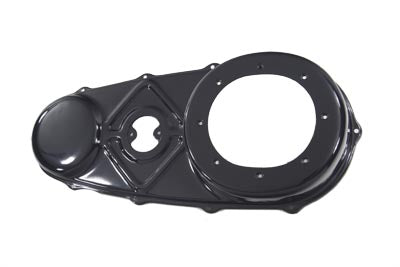 V-TWIN replica outer primary cover in matte black for drive line, showcasing a sleek, durable motorcycle accessory.