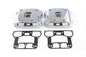 Chrome V-Twin Rocker Box Cover Set for motorcycle engine, featuring polished metal finish and detailed V-Twin branding.