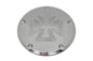 V-Twin Iron Cross Derby Cover Chrome Billet for drive line, featuring detailed iron cross design on a sleek chrome finish.