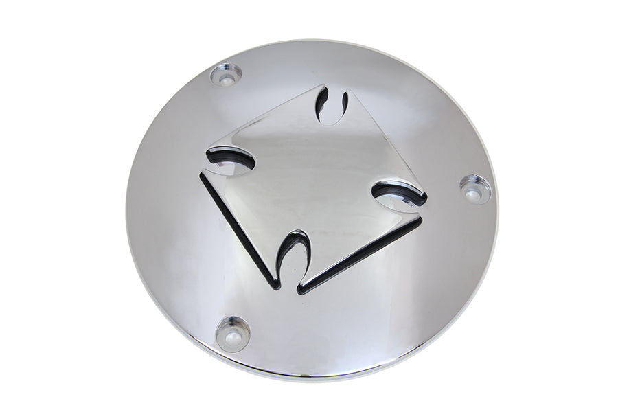 Iron Cross Raised Primary Derby Cover Chrome Billet